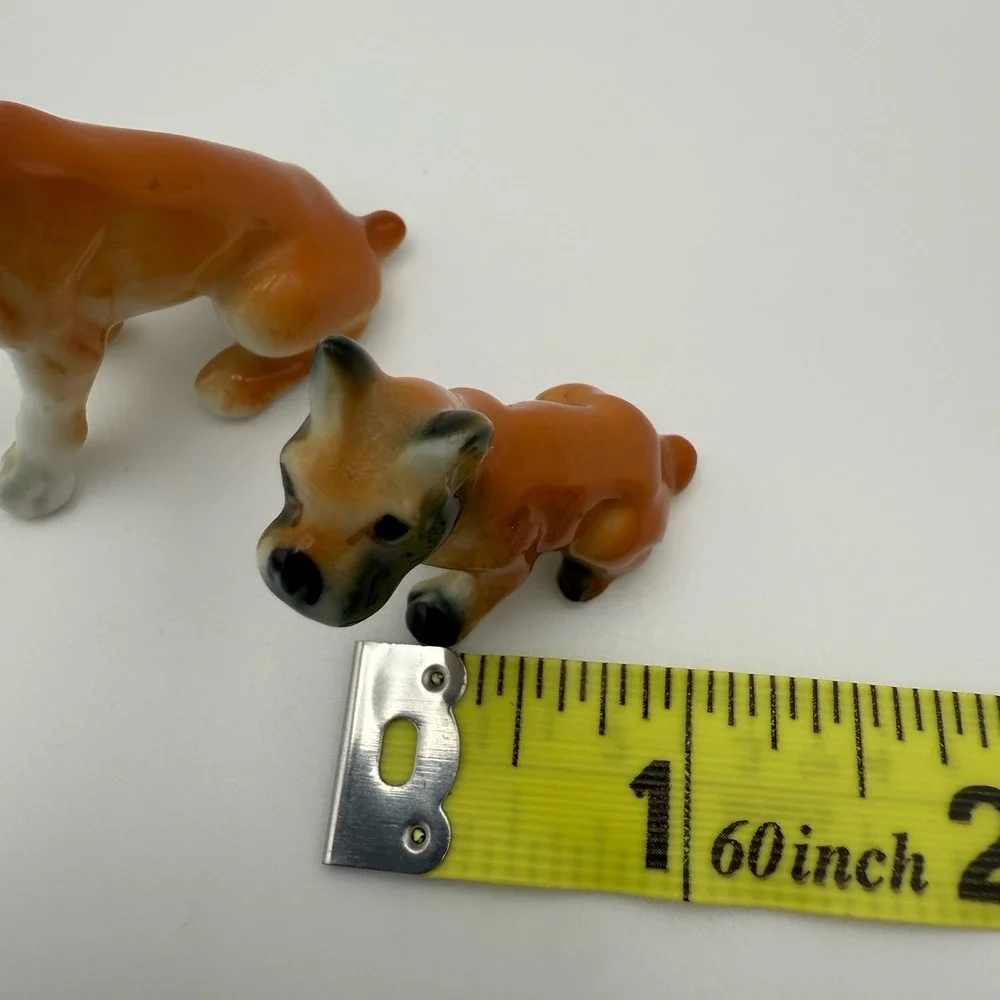 Miniature Bone China Boxer Family‎ Figurines Dog Puppies Vtg Figurines Set of 2